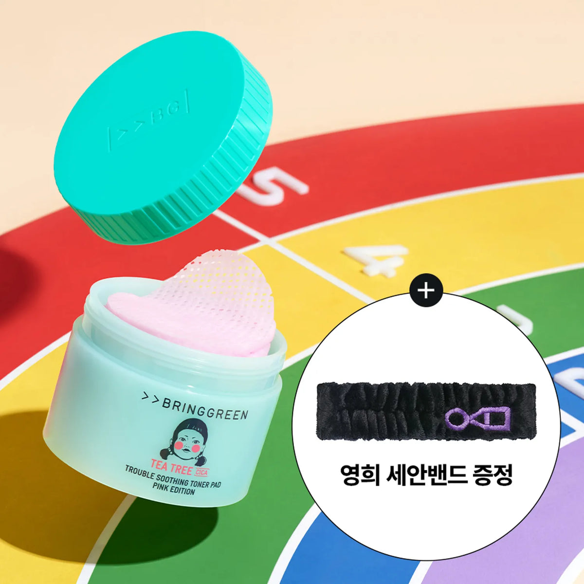 [NETFLIX] BRINGGREEN X SQUID GAME TEA TREE CICA TROUBLE SOOTHING TONER PAD PINK EDITION 90P SET (+REFIILL 90P+HAIR BAND) - COKODIVE